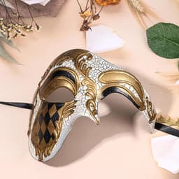 Venetiaans masker voor heren, halfmasker: retro kostuum, maskerade, Venetië, oogmasker, vintage, licht, aangenaam kostuum, masker voor maskerade, gemaskerd bal, gemaskerd fantôme van de opera — thumbnail 4