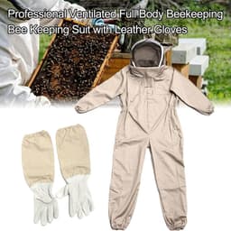 Beschermende kleding, comfortabele honingkledingset met afneembare sjaal en elastische banden, voor de bijenteelt, van polyester katoen, koffie, L, XL, XXL (XXXL) — thumbnail 3