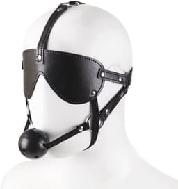 Adultshop - Hoofdharnas met Oogmasker & Ball Gag - Volledig Verstelbaar | Zicht en Spraak Uitgeschakeld - KINKY — thumbnail 1