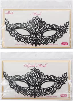 Zeloria Venetiaans Oogmasker Dames – Kanten Masker – Bal Masqué Masker – Carnavalsmasker – Verkleedmasker – Zwart – Set van 2 — thumbnail 5