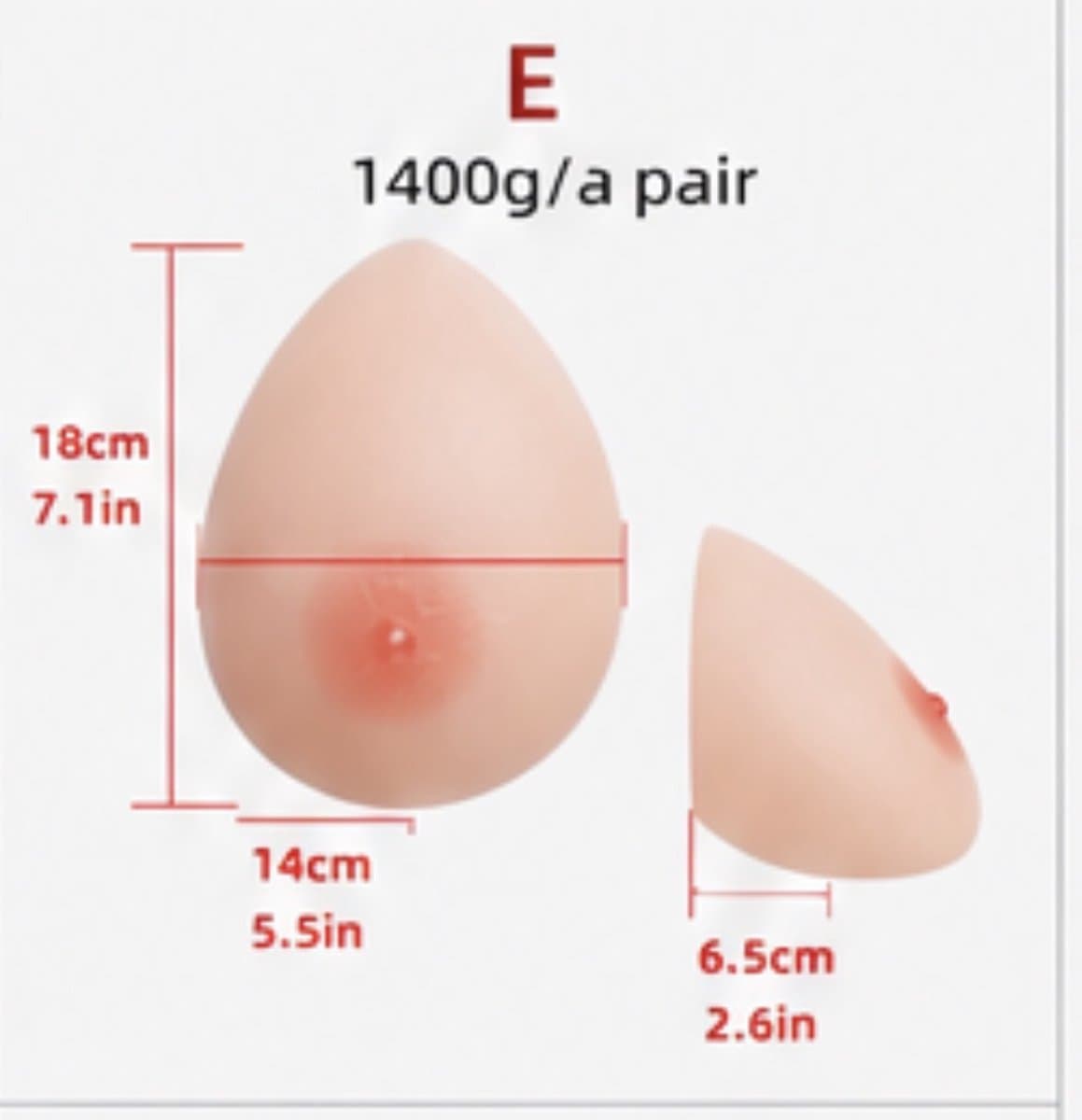 Zelfklevende Siliconen Borsten – Cup E – 1400 gram- Borstprothese – Travestie, Crossdress & Cosplay –Nep Tieten-Nep Borsten- — afbeelding 1