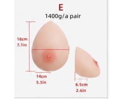 Zelfklevende Siliconen Borsten – Cup E – 1400 gram- Borstprothese – Travestie, Crossdress & Cosplay –Nep Tieten-Nep Borsten-