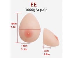Zelfklevende Siliconen Borsten – Cup EE – 1600 gram- Borstprothese – Travestie, Crossdress & Cosplay –Nep Tieten-Nep Borsten-