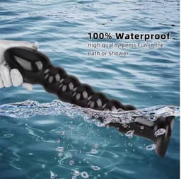 Dildo Buttplug Model Oliver – Geribbelde Structuur met Brede Voet – 28 cm – Siliconen – Waterbestendig – Zwart — thumbnail 5