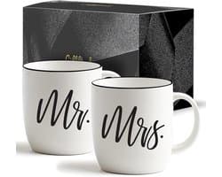 Gifffted Mr And Mrs Mugs, Unique Wedding Gift For Couple, Gifts For Engagement, Anniversary, His And Her, Bride And Groom, Valentines And Christmas Gifts For Couples, Set Of 2 Coffee Mugs