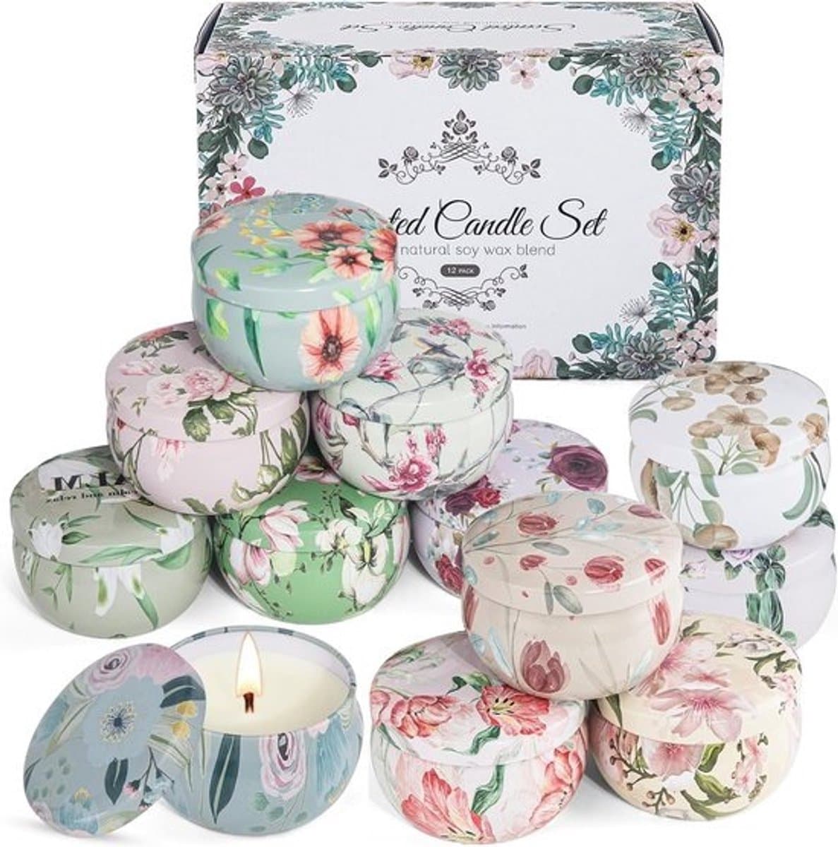 12 Stuks Geurende Kaarsen Set voor Vrouwen - Natuurlijke Bloemengeur voor Decoratie en Cadeaus — afbeelding 1