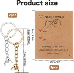 Dailygoods - Tyqour 2 stuks partnersleutelhangers voor koppels, cadeaus met kaarten, adventskalender, vulling, mannen, vrouwen, beste vriendin, verjaardag, jubileum, cadeau voor haar, haar, vriend — thumbnail 3