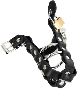 Smart Moves - Penis Trap met Metalen Ringen en Hangslotje - Zwart — thumbnail 1