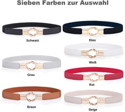 Elastische riem voor dames, skinny riem voor jurken, retro stretch, tailleriem, dunne riem met gesp, 4 stuks — thumbnail 4