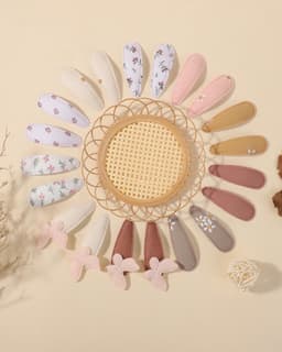 Haarspeldjes Baby Meisje Haarstrikken Clips Bloemenprint Antislip Verpakt Snap Haarspelden Bloem Clips-Licht Solid & Bloemen & Vlinder — thumbnail 3