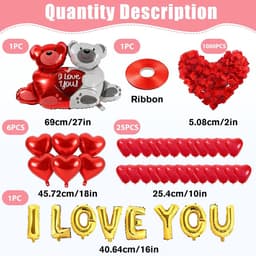 Decoratie Set - Romantische Ballonnen - Huwelijksaanzoek Vieren - Compleet Romantisch Pakket - 1000 Rozenblaadjes - Goud Rood — thumbnail 4