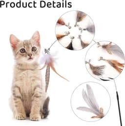 6 stuks kattenveren speelgoed met belletjes, kattenspeelgoed met veer, vervangende vullingen met bellen, sporter speelspeelgoed voor kitten of kat — thumbnail 2