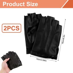Handschoenen voor heren en dames, sportieve leren handschoenen zonder vingers, vingerloos, van PU-leer, voor outdoor, fitness, zwart, L — thumbnail 2