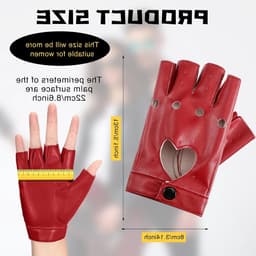 Punk Half Finger Handschoenen voor Dames van PU Leer - Vingerloze, Hollowed Design, Ideaal voor Performance en Stijl (Rood) — thumbnail 2