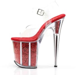 Pleaser - FLAMINGO808G Sandaal met enkelband, Paaldans schoenen - Paaldans schoenen - 42 Shoes - Rood/Transparant — thumbnail 1