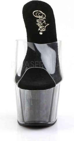 Pleaser - ADORE701G Muiltjes - Paaldans schoenen - 40 Shoes - Zwart/Transparant — thumbnail 2