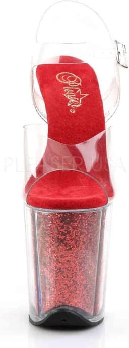 Pleaser - FLAMINGO-808G Sandaal met enkelband, Paaldans schoenen - Paaldans schoenen - 37 Shoes - Rood/Transparant — thumbnail 2