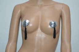 Zilver Hartvormige Tepelstickers Tepel PlakkerTepelkwastjes Nipple Sticker — thumbnail 1