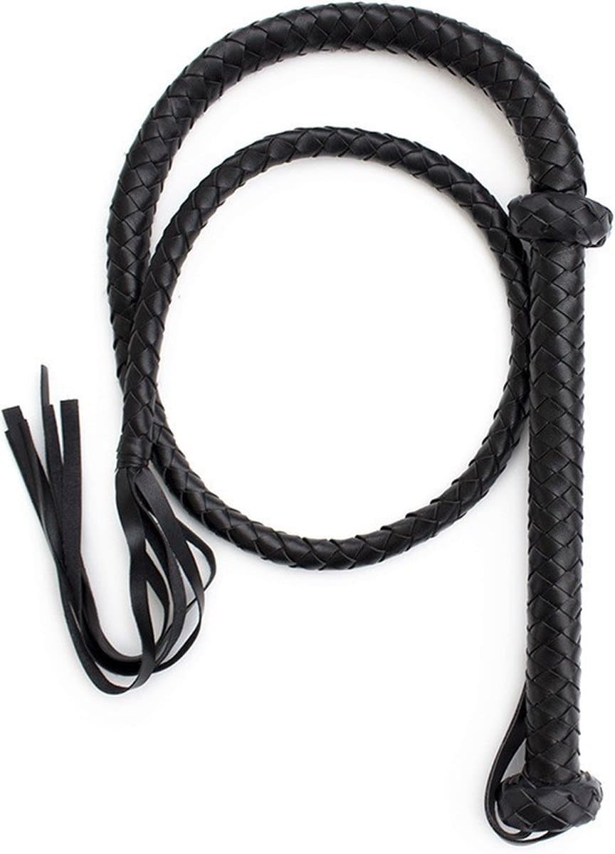 Nooitmeersaai - Gevlochten zweep zwart - 145 cm — afbeelding 1
