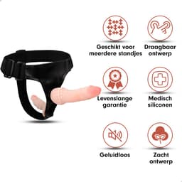 Intenz® Dubbelzijdig Voorbind dildo - Strap on - Siliconen - Sex toys voor koppels - 16.5 cm — thumbnail 3