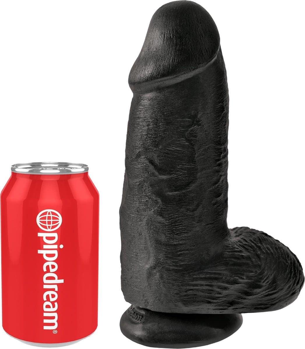 Pipedream King Cock - Zwarte Extra Dikke Dildo met Scrotum - 23 cm - Zwart — afbeelding 1