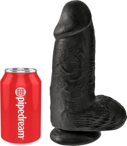 Pipedream King Cock - Zwarte Extra Dikke Dildo met Scrotum - 23 cm - Zwart — thumbnail 1