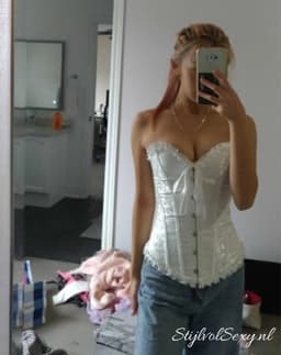 Sexy wit korset met haaksluiting | Maat 48 | Witte Lingerie Korsetten — thumbnail 13