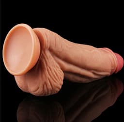 Lovetoy Realistische XXL Dildo met balzak en zuignap 24.5 cm - beige — thumbnail 2