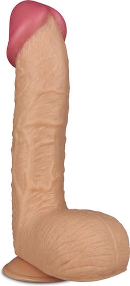 Realistische XXL King Size Dildo 28.5 cm lang en 5.4 cm dik - Levensechte Grote Dildo 28.5 cm lang - Realistische dildo met balzak en stevige zuignap - Realistische Dildo Met Zuignap en Balzak — thumbnail 4