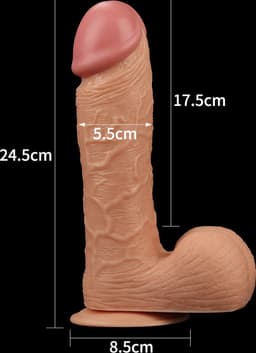 Realistische XXL King Size Dildo 24.5 cm lang en 5.5 cm dik - Levensechte Grote Dildo 24.5cm lang - Realistische dildo met balzak en stevige zuignap - Realistische Dildo Met Zuignap en Balzak — thumbnail 6