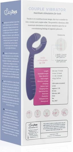 EasyToys - Scream Your Own Name - Koppel Vibrator - U Type Vibrator voor Koppels - Oplaadbare en Multifunctionele Vibrator - Vibrator - Vibrators voor Vrouwen en Mannen - Sex Toys voor Vrouwen - G-Spot Vibrator - Paars — thumbnail 7