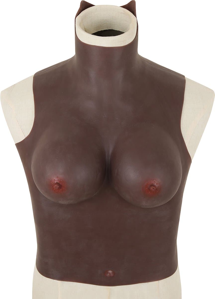 Siliconen Borstprothesen - C-cup - donkere huidskleur -100% hypoallergene medische siliconen - Wearable Borst - Kunstmatige Nep Borst - Valse Borsten - Siliconen Huid - Bodysuit - Crossdresser - Transgender - Travestiet - Cosplay - Body4Everybody — afbeelding 1