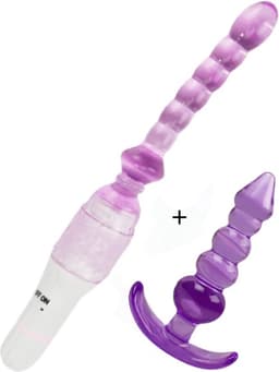 Erodit ® Jelly anal set paars, buttplug set- vibrerende kralen buttplug -G-Spot -Prostaat- Anaal dildo- Seksspeeltjes beginners - sex toys - seksspeeltjes- Erotiek voor vrouwen - mannen- koppels — thumbnail 1
