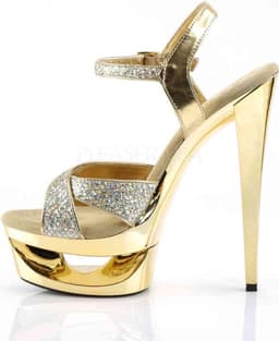 Pleaser - ECLIPSE619G Sandaal met enkelband, Paaldans schoenen - Paaldans schoenen - 35 Shoes - Goudkleurig — thumbnail 3