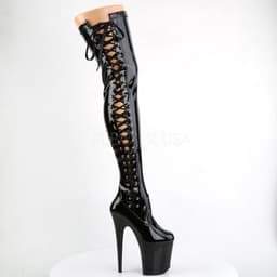 Pleaser - FLAMINGO-3050 Plateau Overknee Laarzen - Paaldans schoenen - 41 Shoes - Zwart — thumbnail 2
