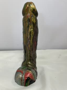Handbeschilderde Piemelkunst van Keramiek Gips – Uniek Kunstobject – 18,5 cm – Cadeau & Decoratie — thumbnail 1