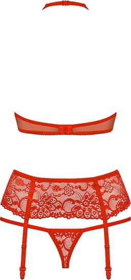 Obsessive Lingerie set met Jarretels – Erotische Lingeriset – Maat L/XL – Rood — thumbnail 13