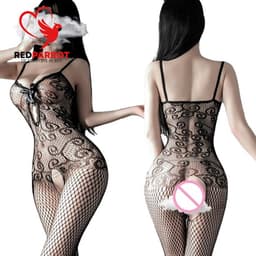 Erotische visnet bodysuit - Open kruis - Transparant - One size - Porno - Jumpsuit — thumbnail 1