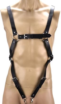 Mannen BDSM Harnas - Kunstlederen Tuigje met Riemen - Verstelbaar - Erotisch Ondergoed voor Heren - Sex Toys - Bondage & Erotiek — thumbnail 3