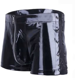 PU Lederen porno korte broek - Boxershort - Open kruis - Latex look - Glanzend — thumbnail 2