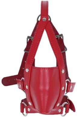 Nooitmeersaai - Hoofdmasker met mondknevel - PU leer - Rood - Verstelbaar — thumbnail 2