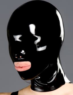 Fetisj latex masker - Open mond - Kleine neus openingen -BDSM - 100% Latex - Voor maat L en XL — thumbnail 2