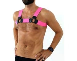 Kiotos - Elastisch Borstharnas - Tuigje - Riemenbody - Roze - Maat S/M