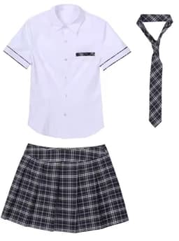 Dames verkleedkleding - sexy student - 3-delig - college girl - schoolmeisje - rollenspel - school uniform - verkleden - cosplay - carnaval - outfit - kostuum - party - dress up - verkleedkleren - volwassenen - verkleedkledij - verkleedfeest — thumbnail 4