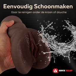 Quick Relief Kira™ - Masturbator - Pocket Pussy - 2 in 1 Vagina en Anus - Sex Toys voor Mannen - Realistisch - Zwart — thumbnail 4