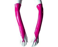 Handschoen L/XL Datex (Mix latex en stof ) Sexy Handschoenen Rood lange lak handschoen Glans Shiny Lakleer valentijn SM Gogo dancing dans accessoiren lange vingerloze gloves