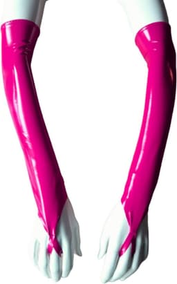 Handschoen L/XL Datex (Mix latex en stof ) Sexy Handschoenen Rood lange lak handschoen Glans Shiny Lakleer valentijn SM Gogo dancing dans accessoiren lange vingerloze gloves — thumbnail 1