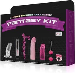 Penis Sleeve and Dildo Kit Lovers Secret Collection Fantasy Kit pink -vibrator-dildo-cock ring--kegel bal-flexible sleves- orgasm beads — thumbnail 1