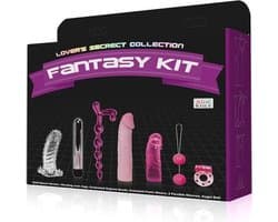 Penis Sleeve and Dildo Kit Lovers Secret Collection Fantasy Kit pink -vibrator-dildo-cock ring--kegel bal-flexible sleves- orgasm beads