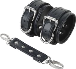 Banoch | handboeien van pu leer | blauw - zwart / zilver | bondage — thumbnail 4